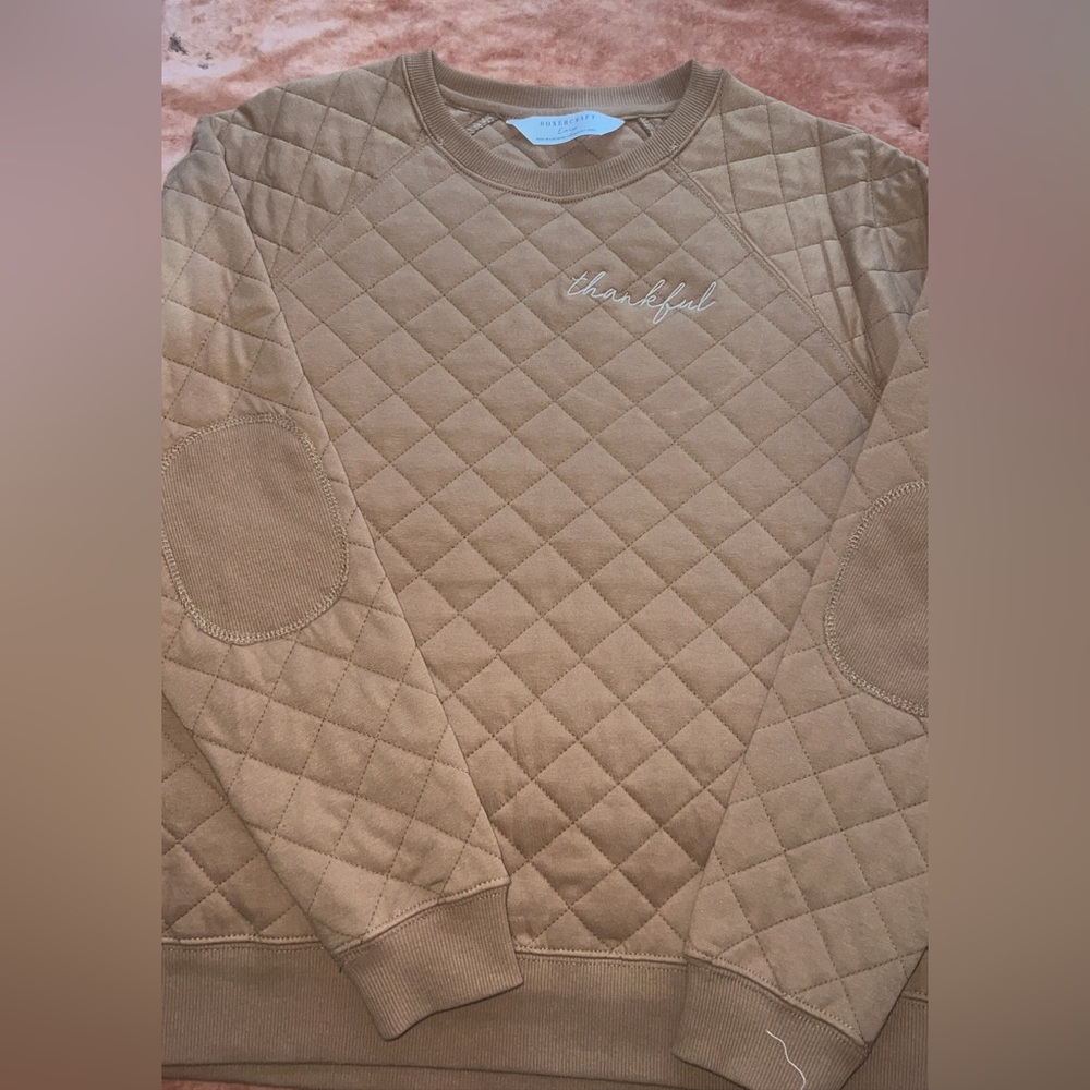 The Light Blonde TLB Thankful Quilted Sweater